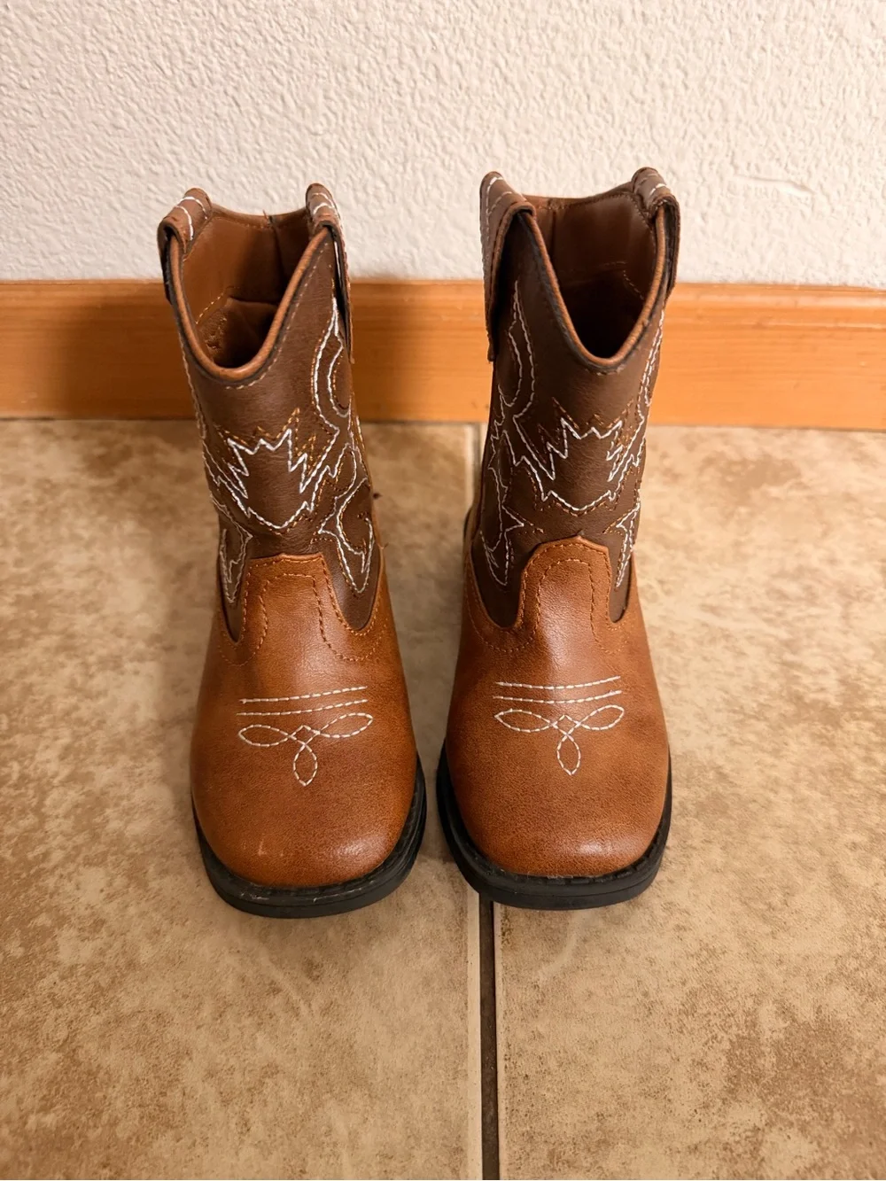 Kids Brown Western Cowboy Boots - Classic Stitch Detail